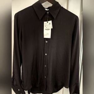 Zara Button up blouse 100% silk BNWT Size M
